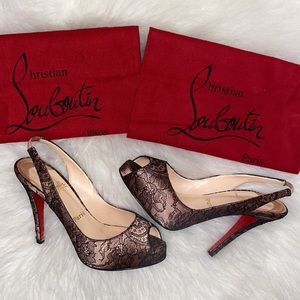 Christian Louboutin lace slingback pumps